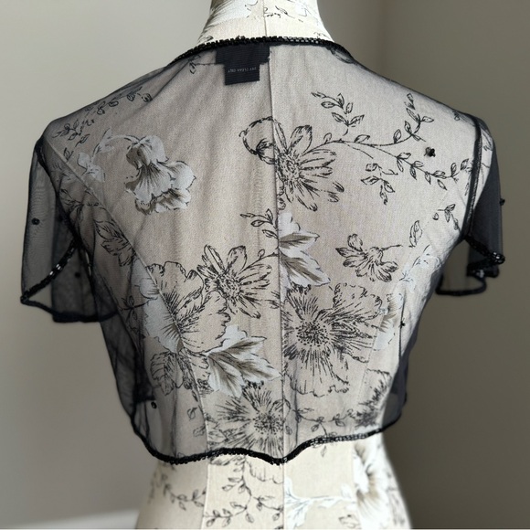 Vintage Y2K XL Micro Mesh Sequined Short Sleeve Bolero Shrug - Picture 5 of 6